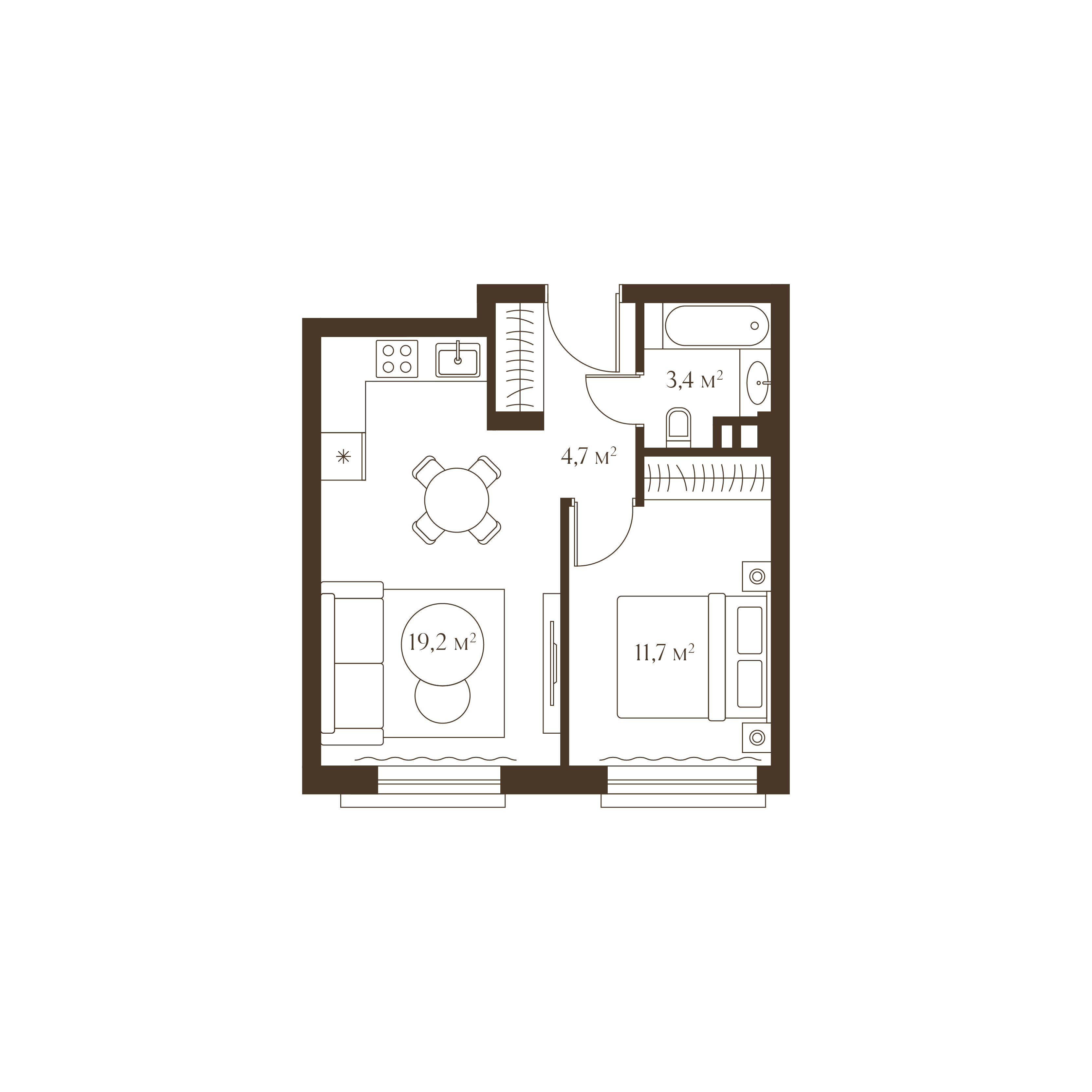 Планировка квартиры 39 м²