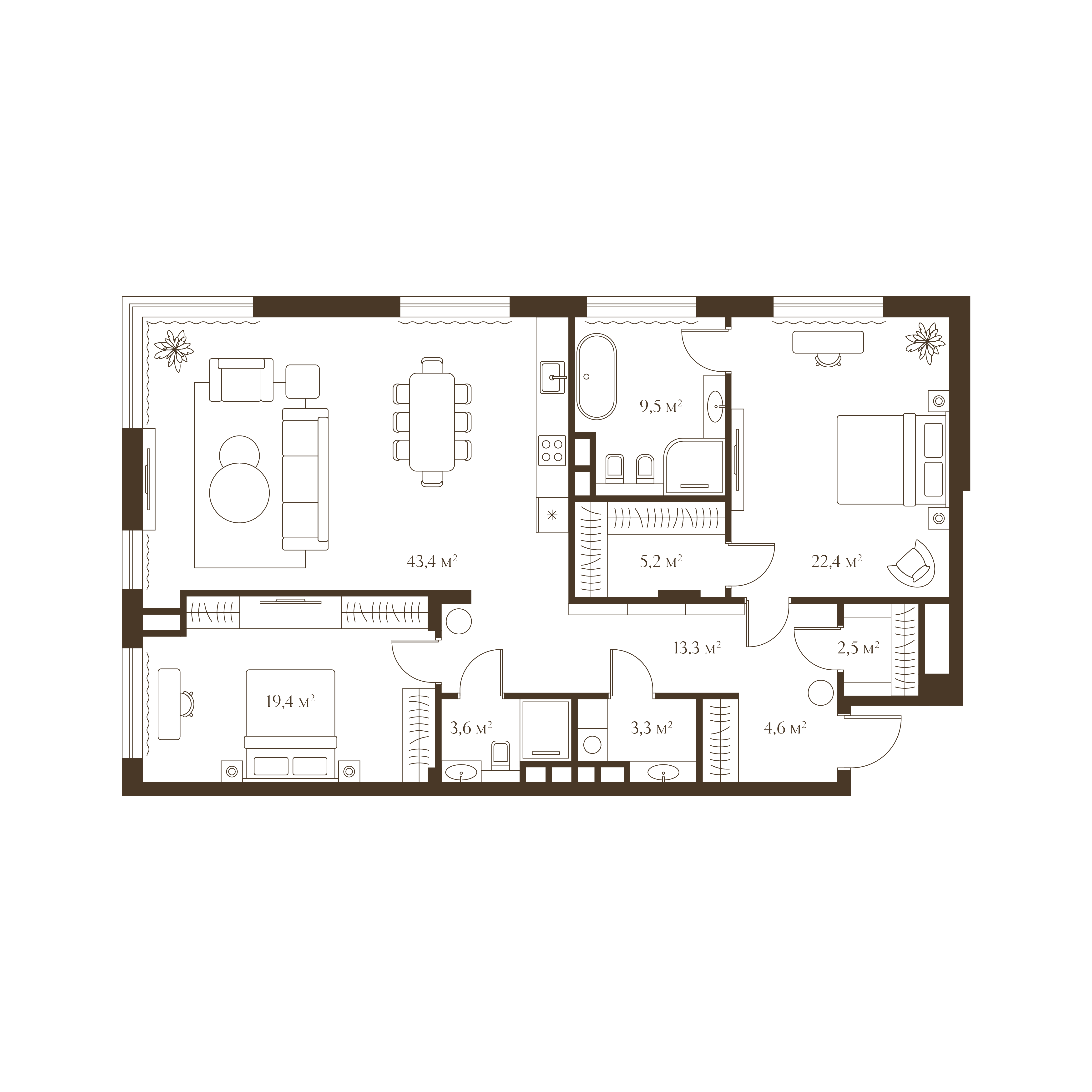 Планировка квартиры 127.2 м²