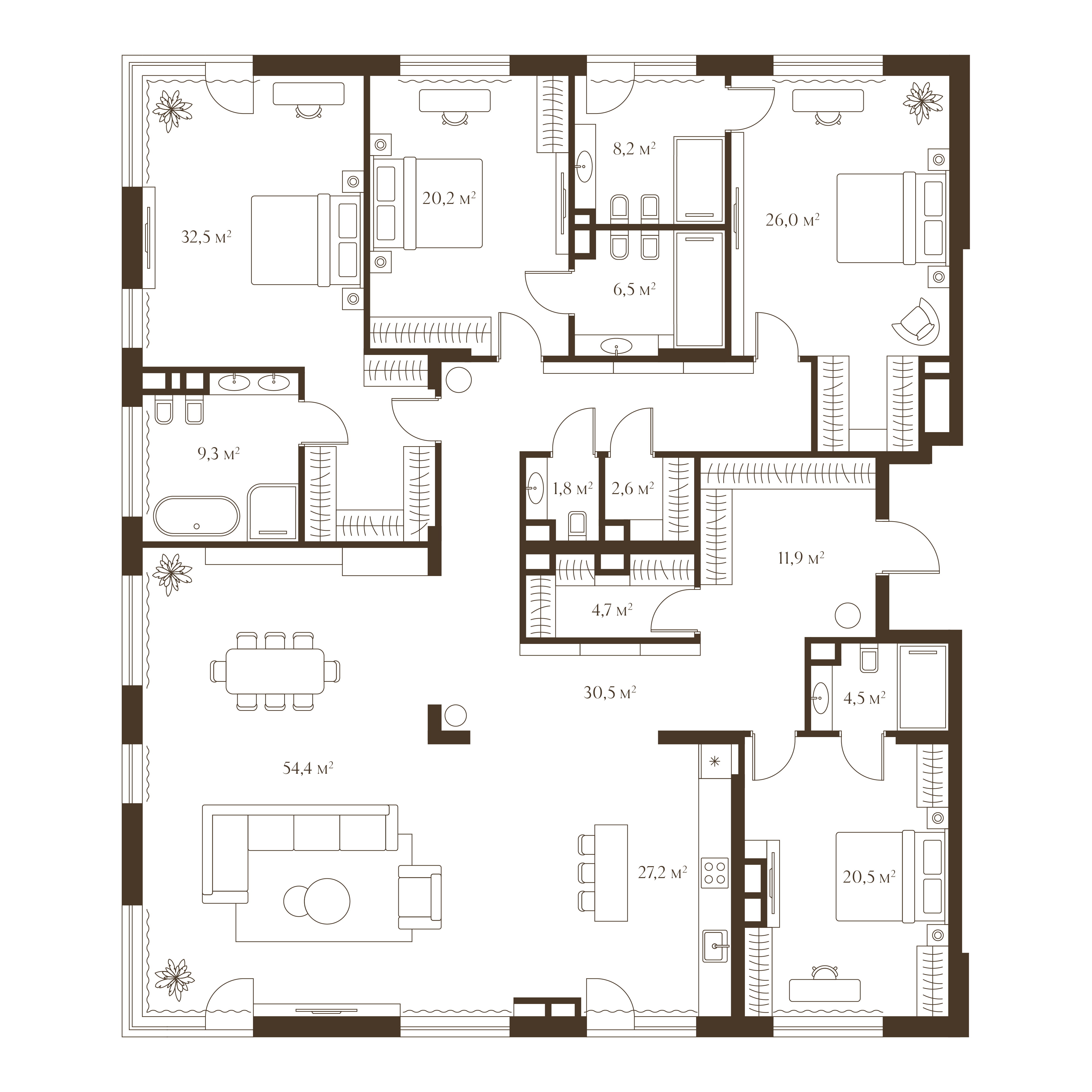 Планировка квартиры 260.8 м²