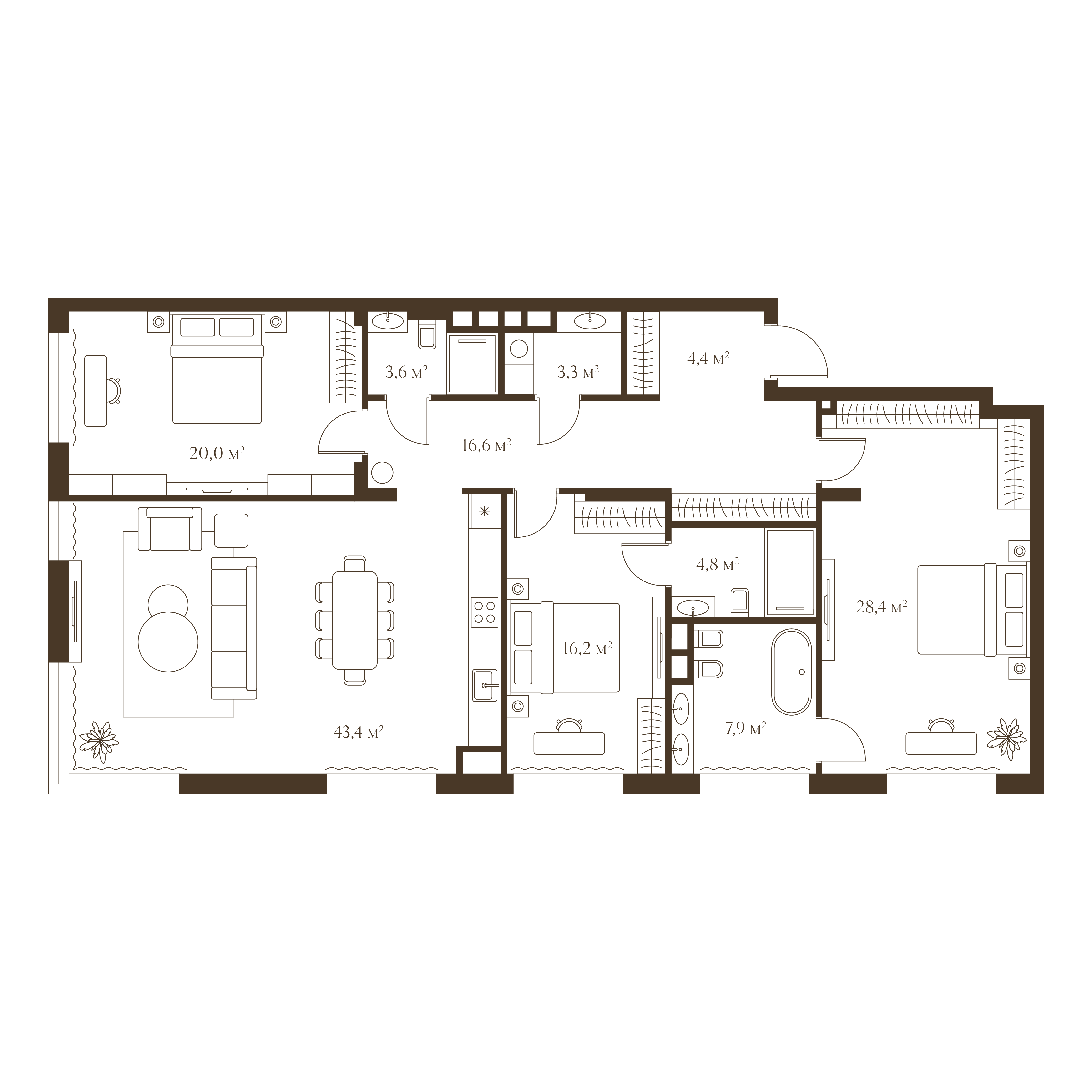Планировка квартиры 148.6 м²