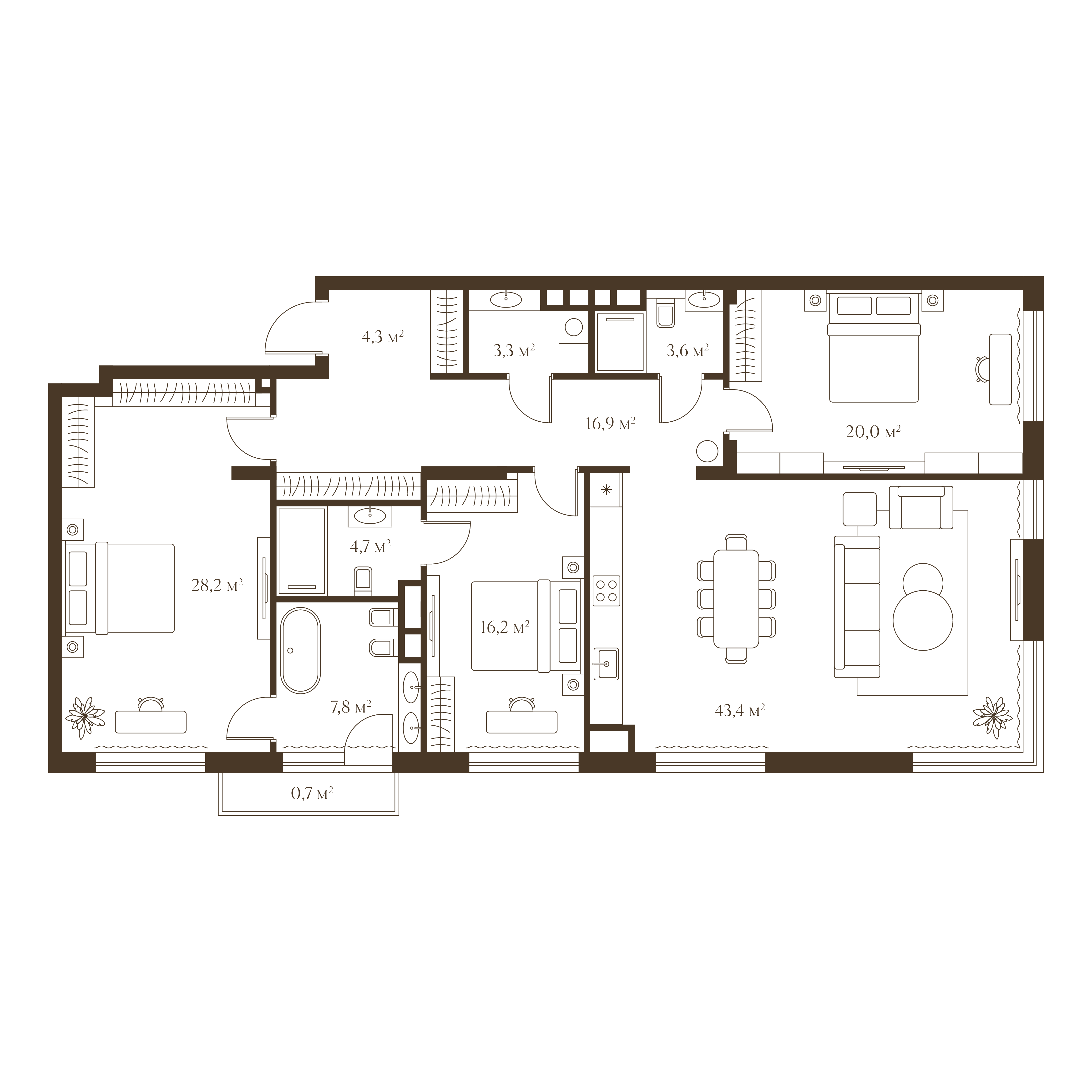 Планировка квартиры 148.3 м²