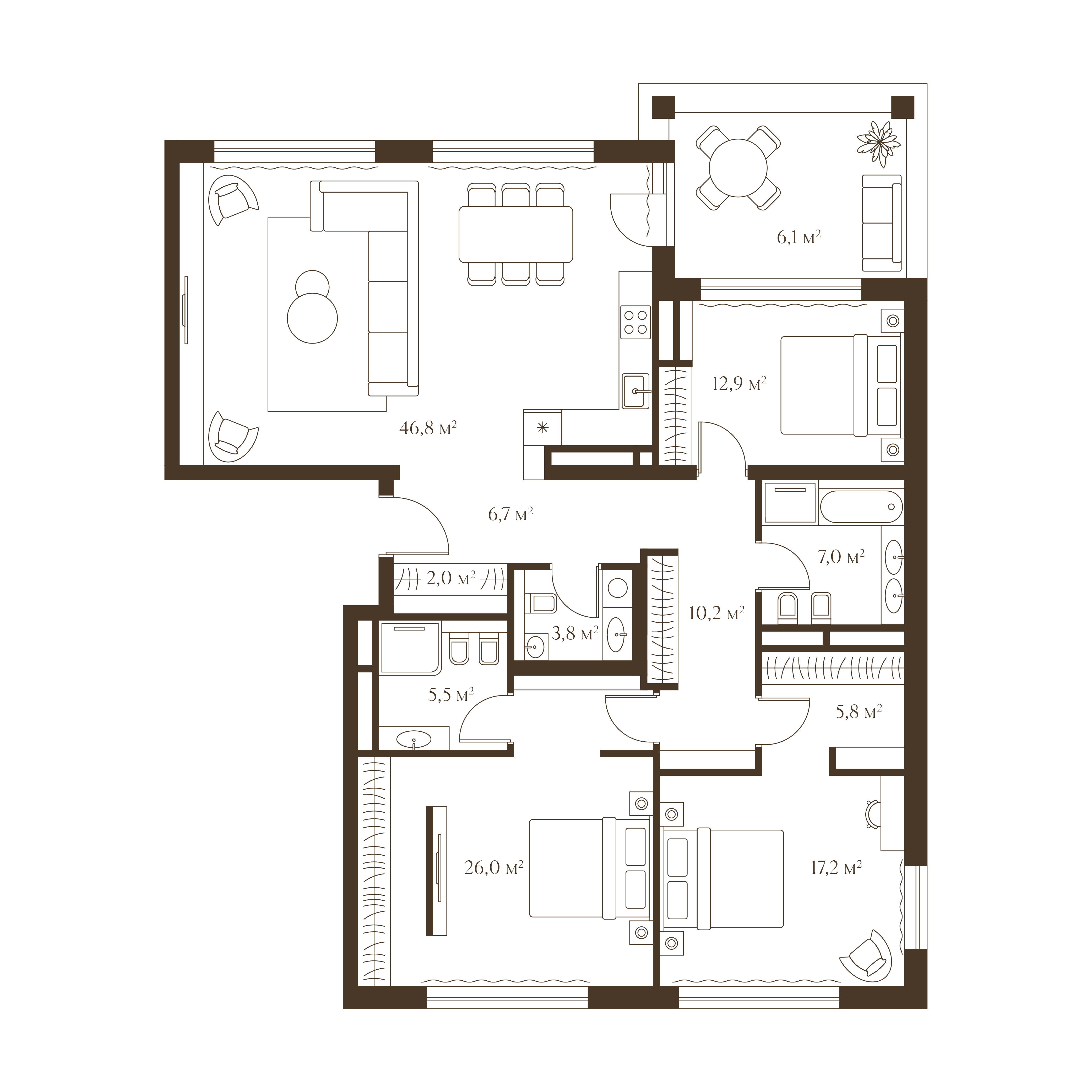 Планировка квартиры 150 м²