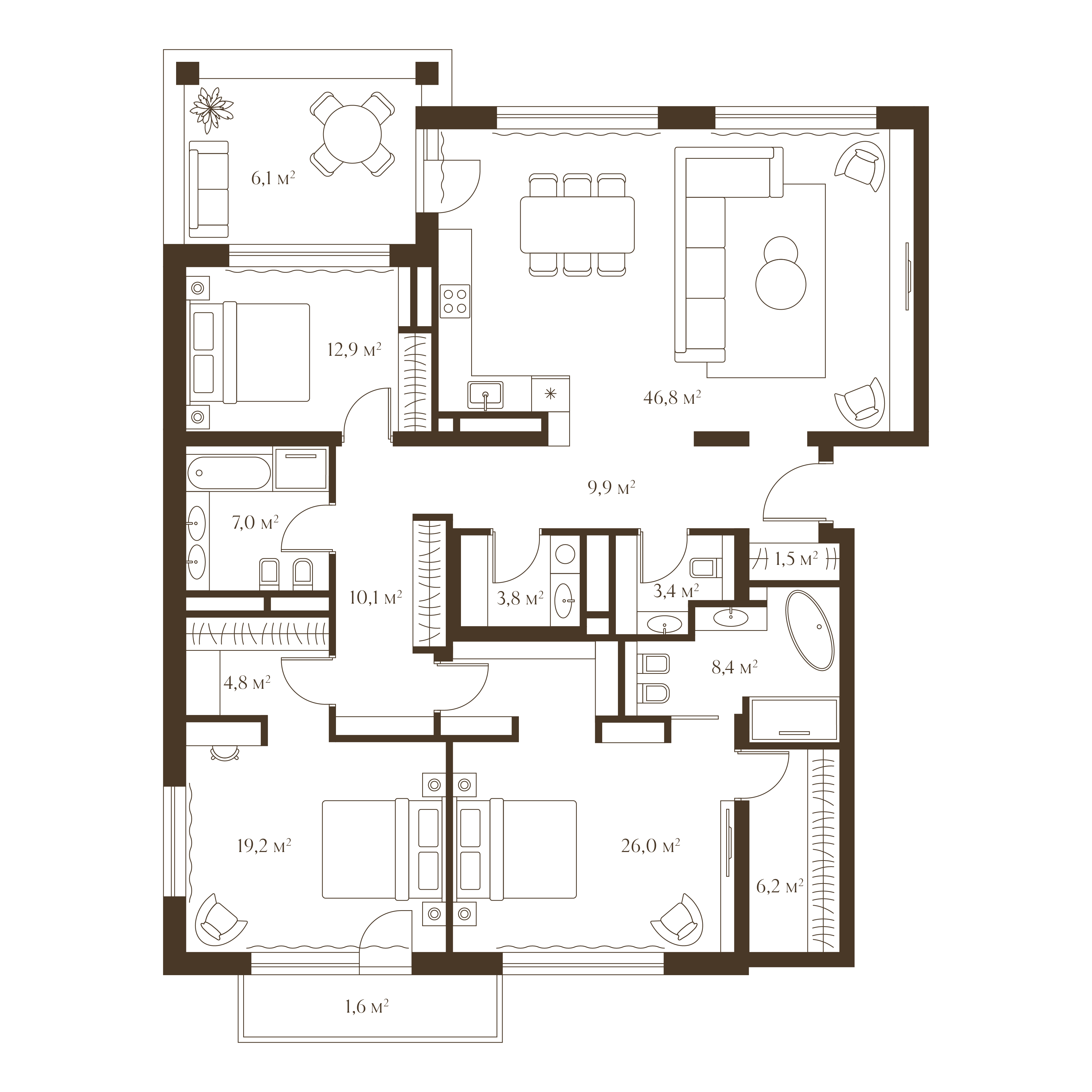 Планировка квартиры 167.7 м²