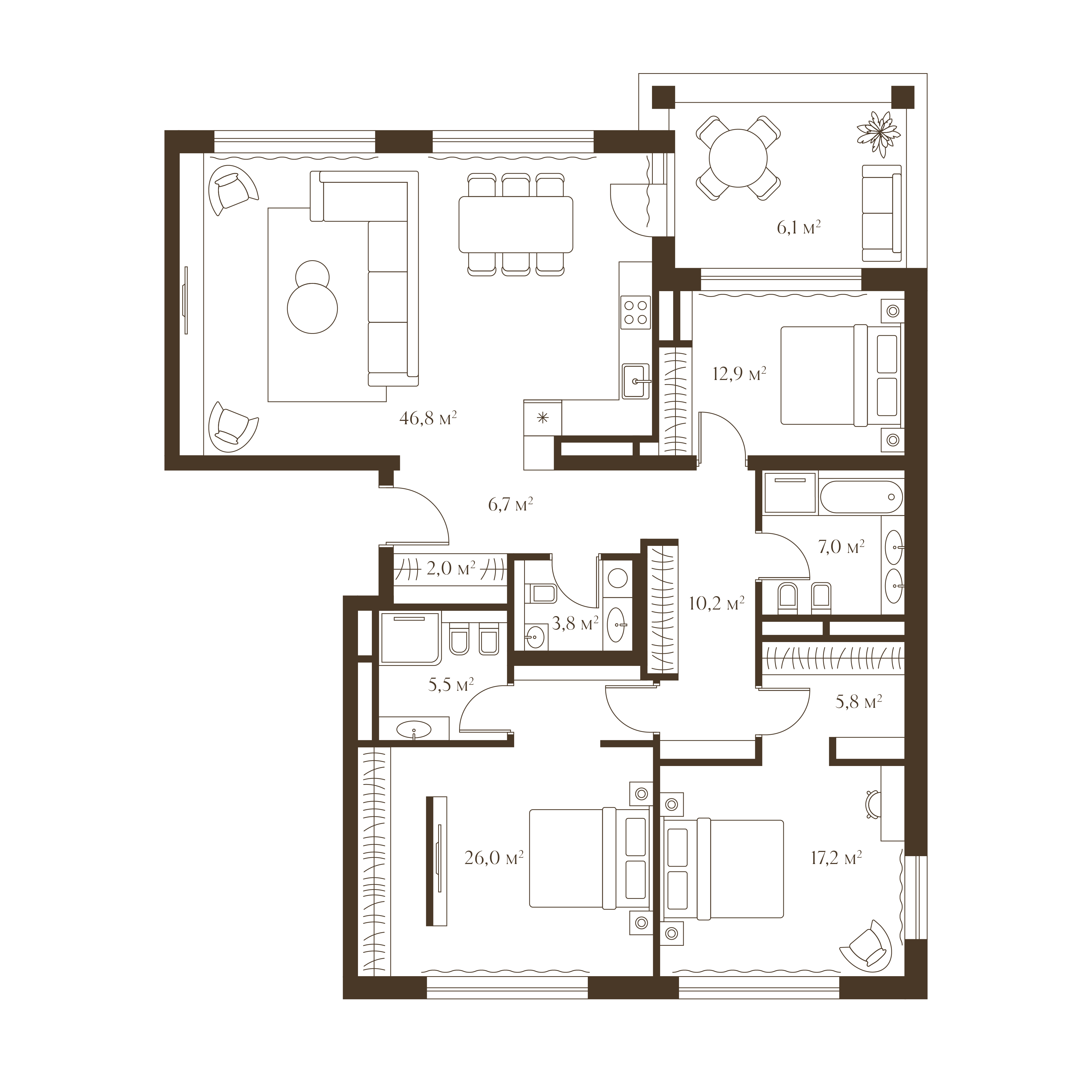 Планировка квартиры 150 м²