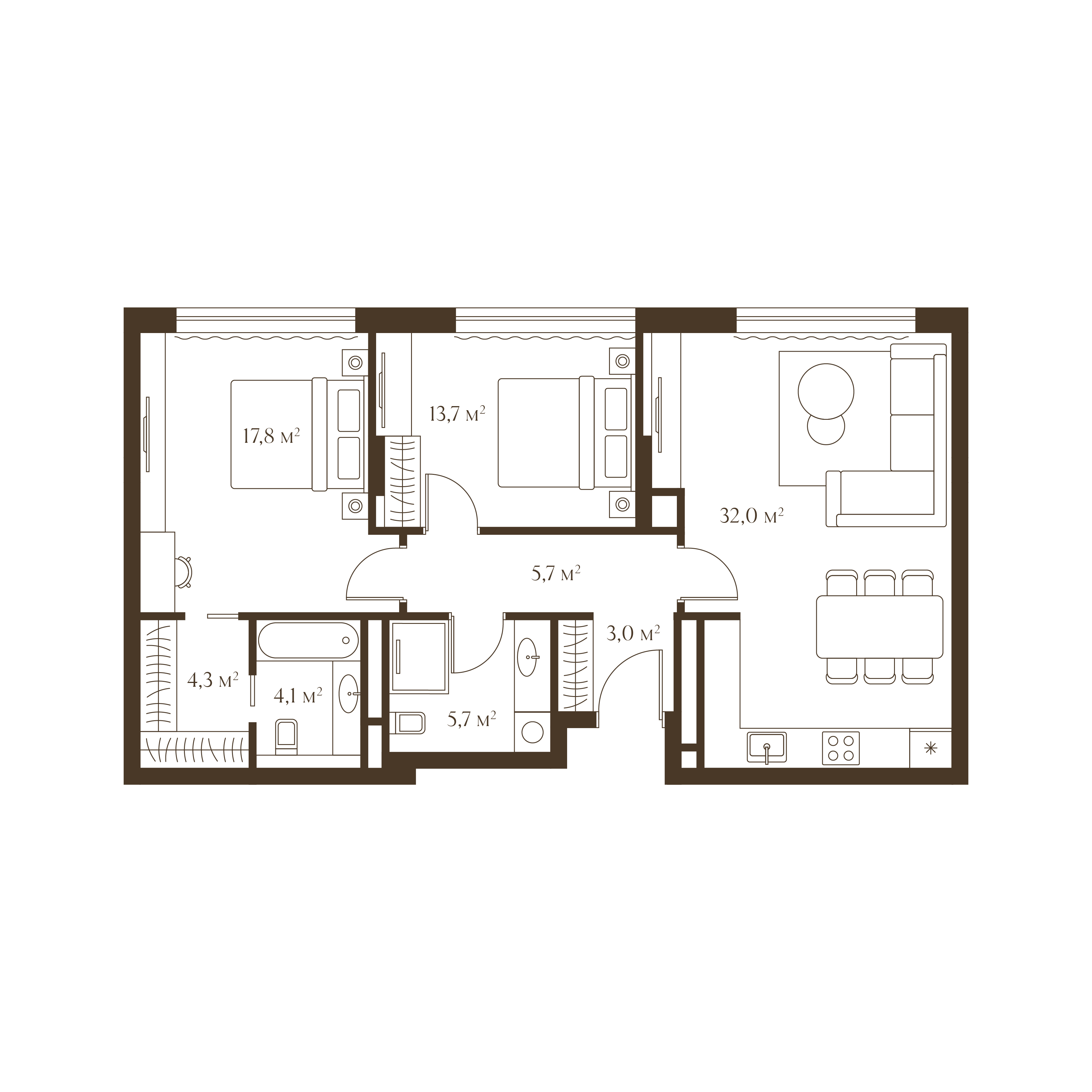 Планировка квартиры 86.3 м²