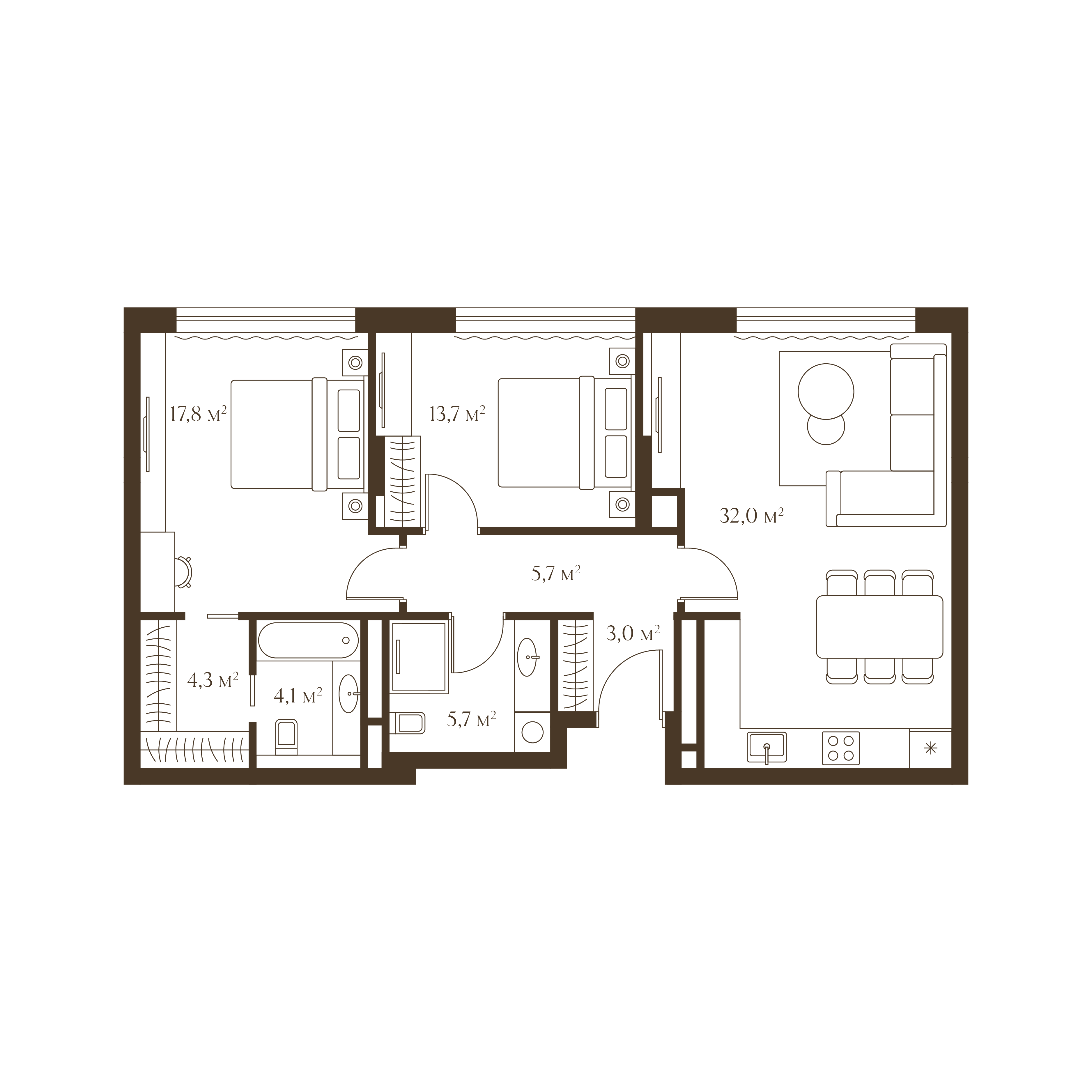 Планировка квартиры 86.3 м²