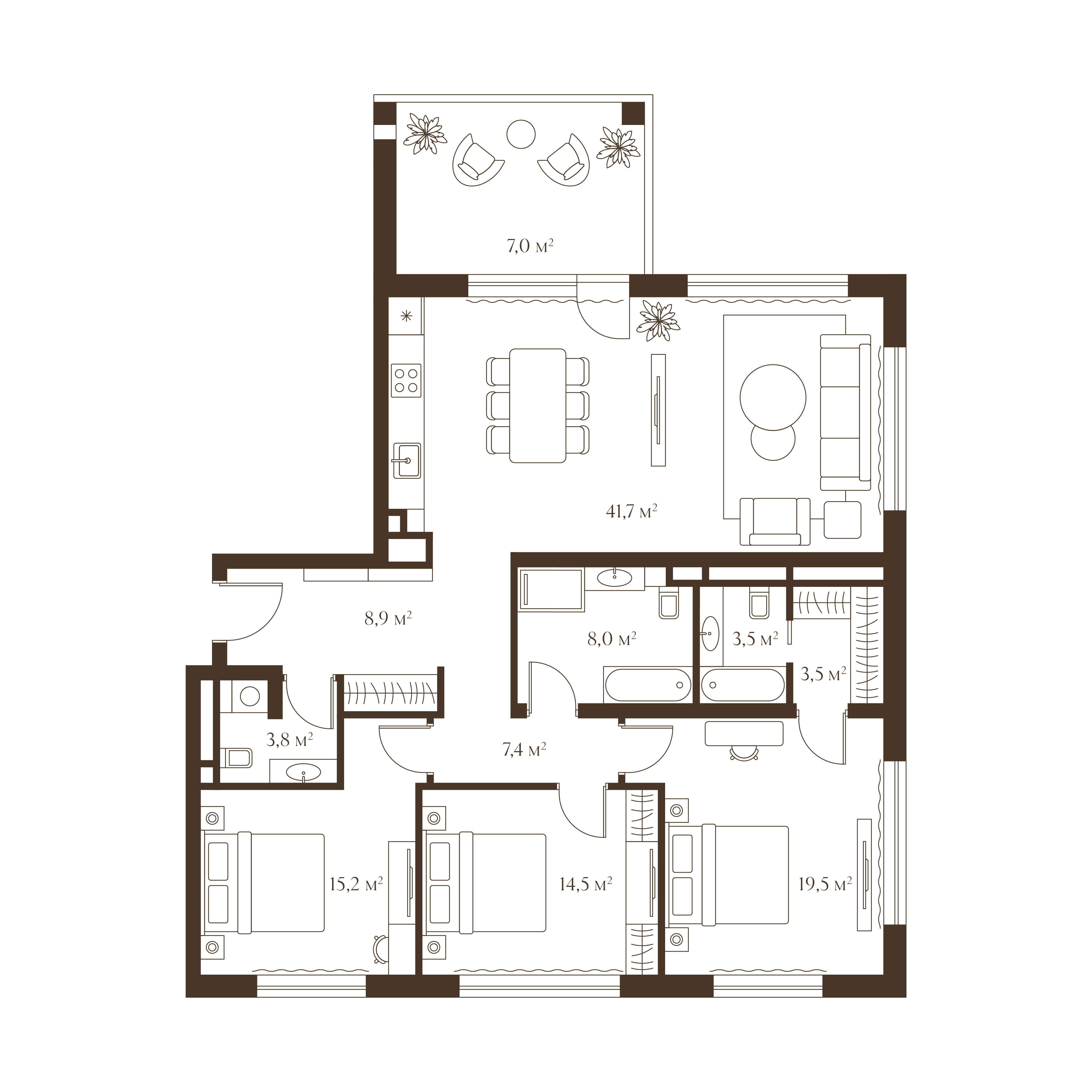 Планировка квартиры 133 м²